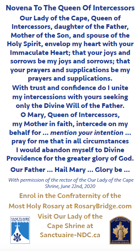 Queen of Intercessors Prayer Card - Marian Devotional Movement
