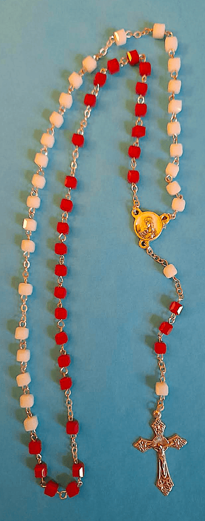 Rosary red/white - Marian Devotional Movement