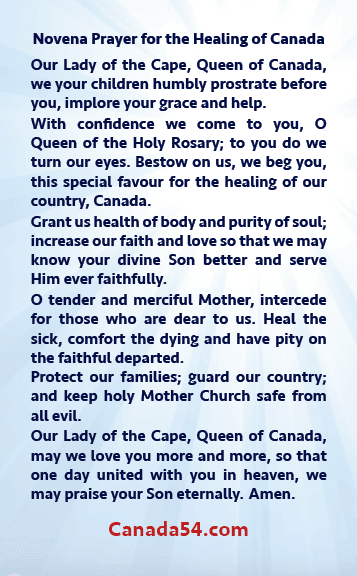 Canada54 Prayer Card - Marian Devotional Movement