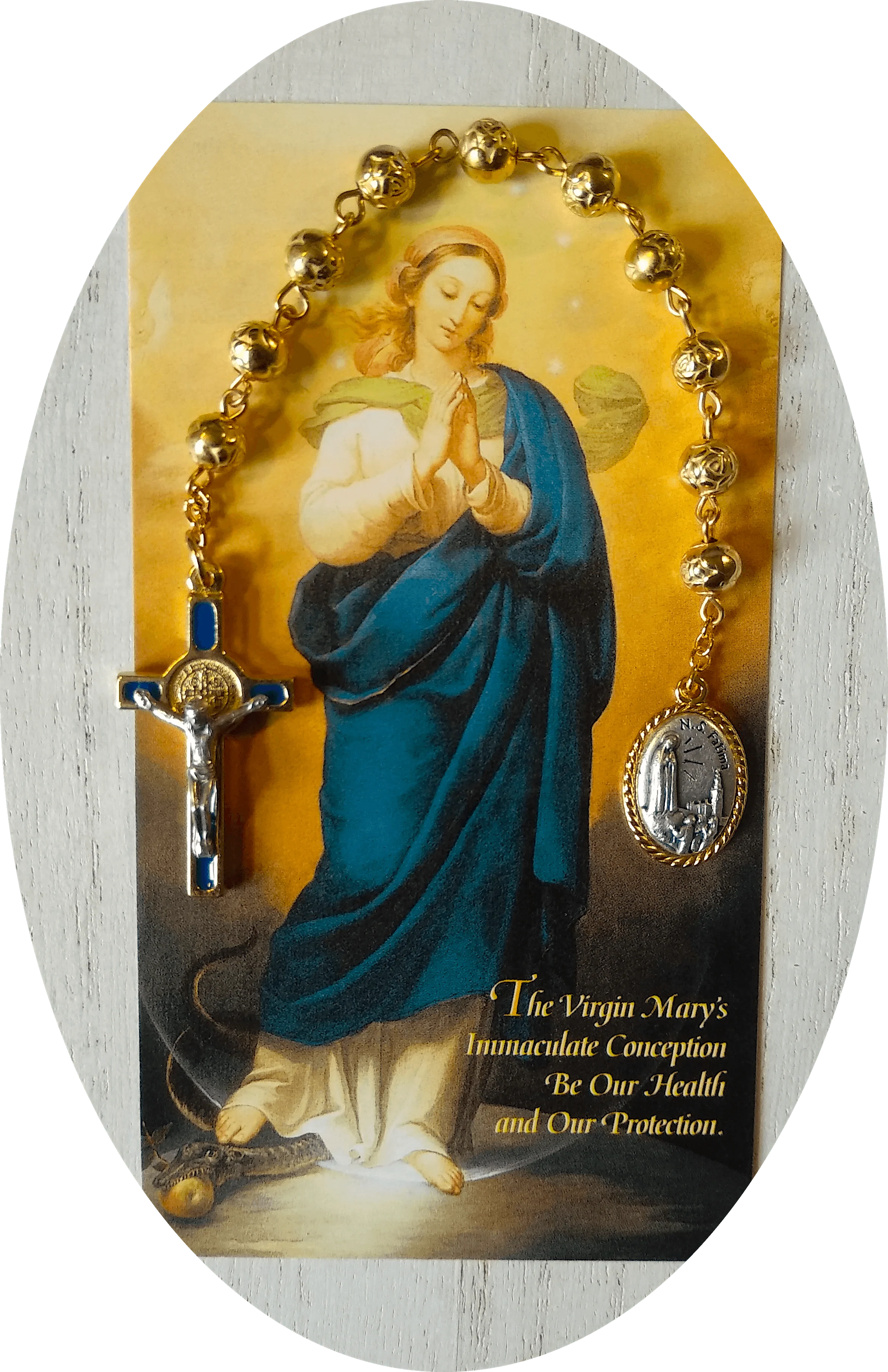 Big Blue Miraculous Medal Blessed by Pope Francis - BVM - Virgin Mary